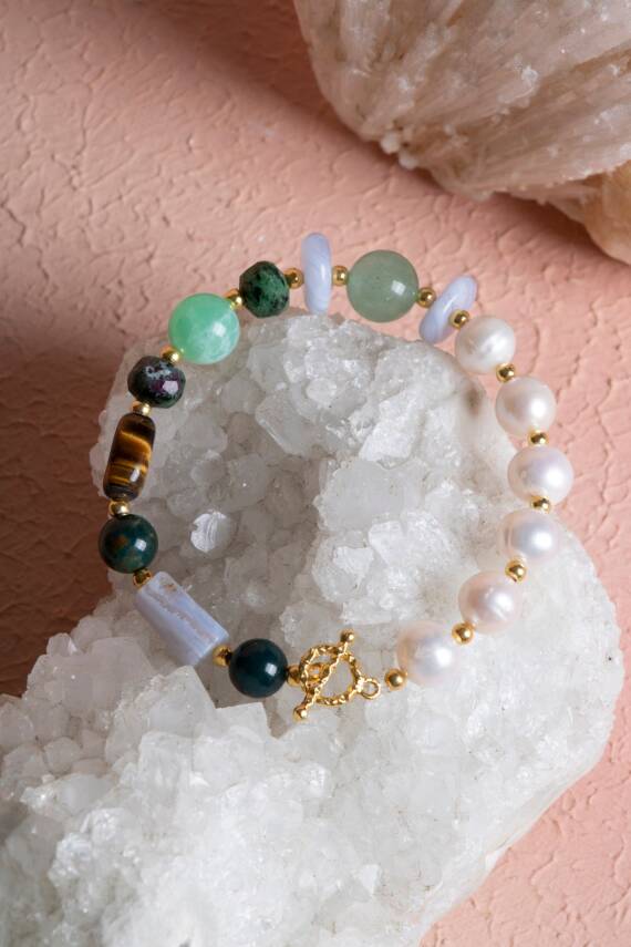 Sertifikalı Yengeç Burcu Gümüş Kapama Doğal Taş Bileklik (SK:269) - 5