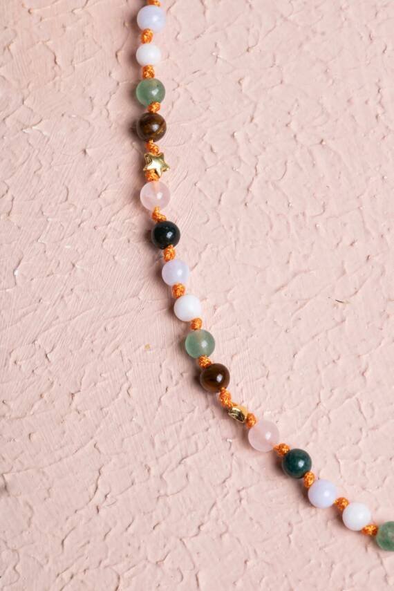 Sertifikalı Yengeç Burcu Gümüş Yıldızlı Doğal Taş Kolye - 4