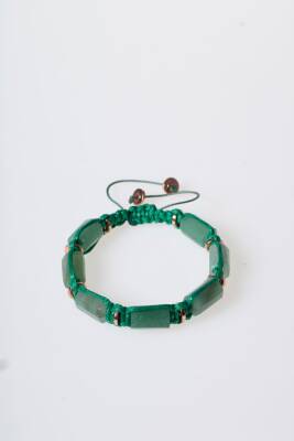 Sertifikalı Yeşim, Hematit Doğal Taş Makrome Bileklik - 5