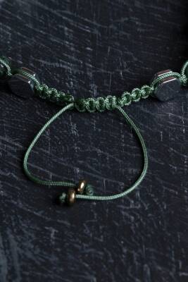 Sertifikalı Yosunlu Akik, Hematit Doğal Taş Makrome Bileklik - 3