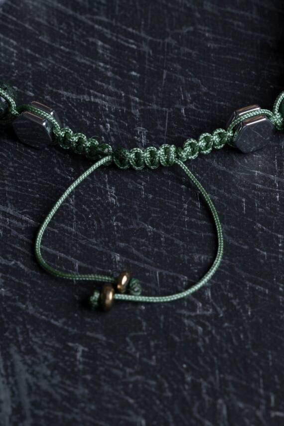 Sertifikalı Yosunlu Akik, Hematit Doğal Taş Makrome Bileklik - 4