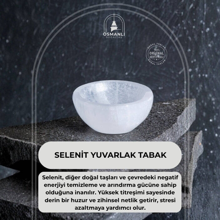 Sertifikalı Yuvarlak Selenit Tabak no.1 - 2