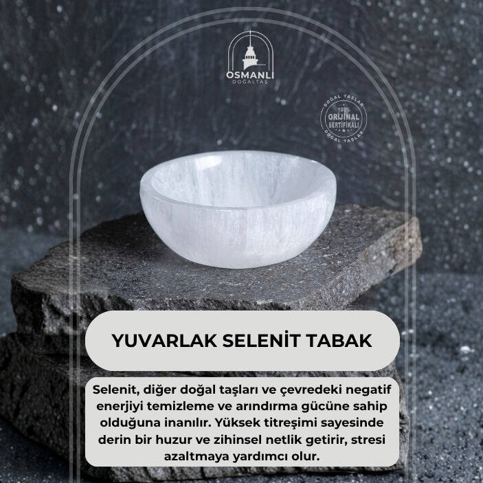 Sertifikalı Yuvarlak Selenit Tabak no.2 - 2