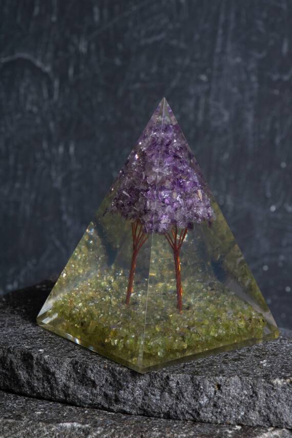 Sertifikalı Zebercet & Ametist Ağaçlı Piramit - 1