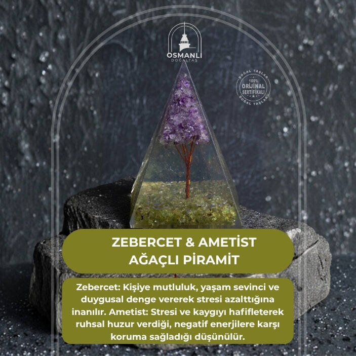 Sertifikalı Zebercet & Ametist Ağaçlı Piramit - 2