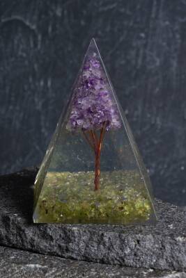 Sertifikalı Zebercet & Ametist Ağaçlı Piramit - 4