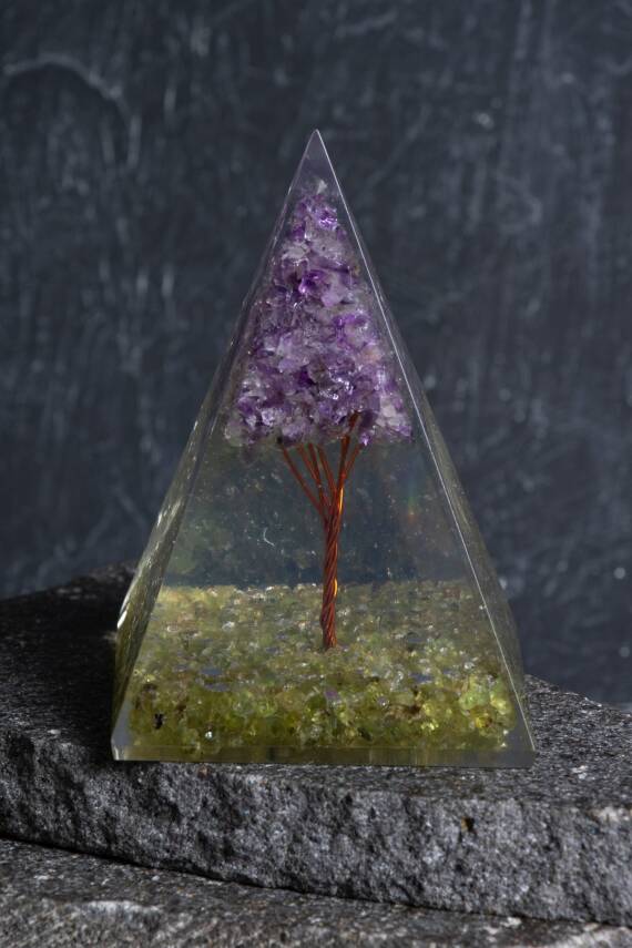 Sertifikalı Zebercet & Ametist Ağaçlı Piramit - 4