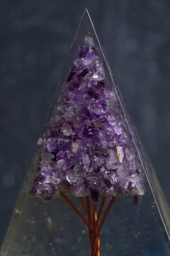 Sertifikalı Zebercet & Ametist Ağaçlı Piramit - 5