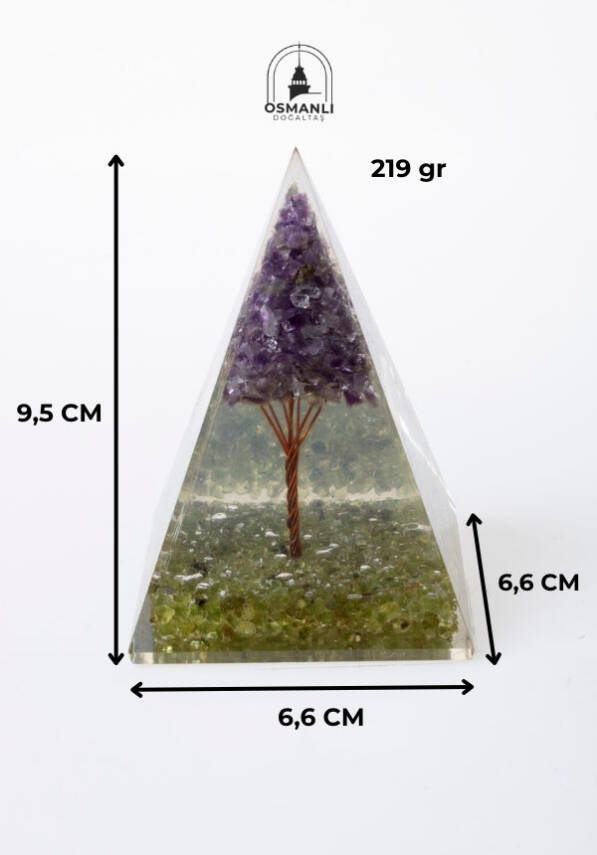 Sertifikalı Zebercet & Ametist Ağaçlı Piramit - 6