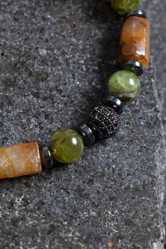 Sertifikalı Zebercet, Sitrin, Hematit Doğal Taş Bileklik - 3