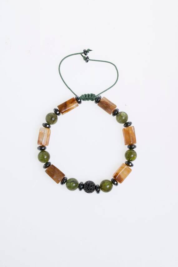 Sertifikalı Zebercet, Sitrin, Hematit Doğal Taş Bileklik - 5