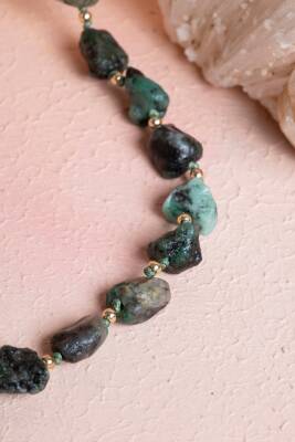 Sertifikalı Zümrüt Doğal Taş Makrome Kolye (SK:091) - 3