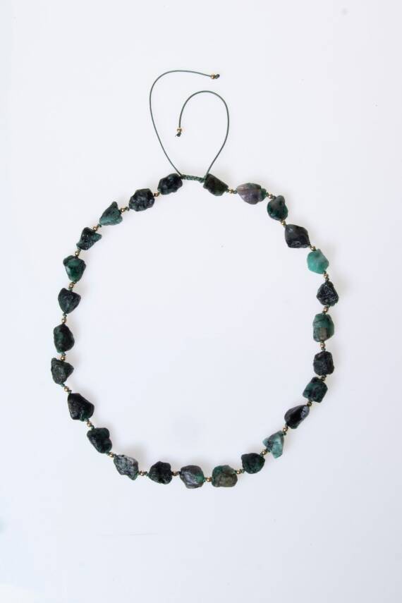 Sertifikalı Zümrüt Doğal Taş Makrome Kolye (SK:091) - 4