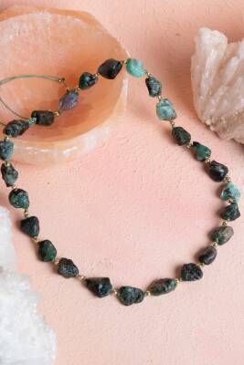 Sertifikalı Zümrüt Doğal Taş Makrome Kolye (SK:091) - Osmanlı Doğal Taş