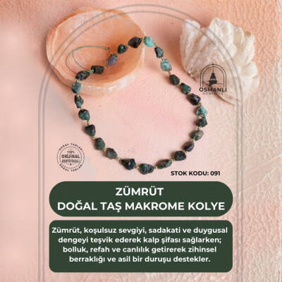 Sertifikalı Zümrüt Doğal Taş Makrome Kolye (SK:091) - 2
