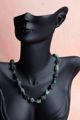 Sertifikalı Zümrüt Doğal Taş Makrome Kolye (SK:091) - 3