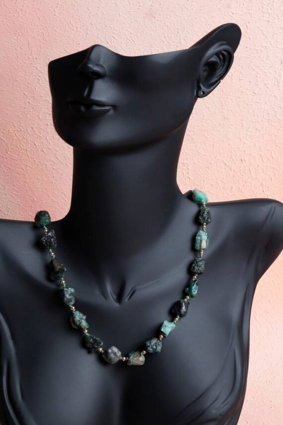 Sertifikalı Zümrüt Doğal Taş Makrome Kolye (SK:091) - 3