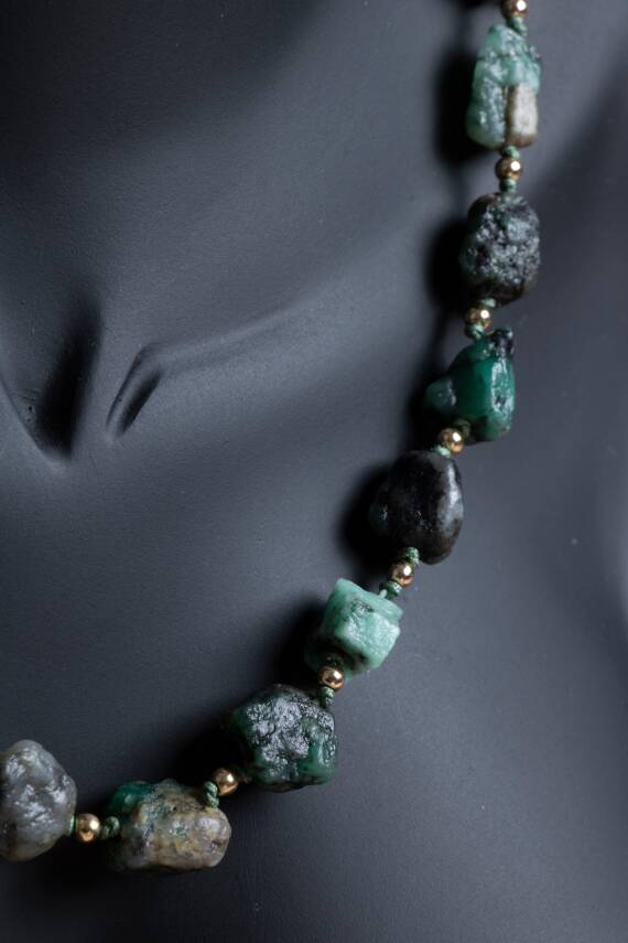 Sertifikalı Zümrüt Doğal Taş Makrome Kolye (SK:091) - 4