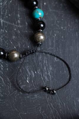 Sertifikalı Zümrüt Kaplan Gözü Pirit Sitrin Turkuaz Doğal Taş Bolluk ve Koruma Bilekliği S.K: 044 - 4