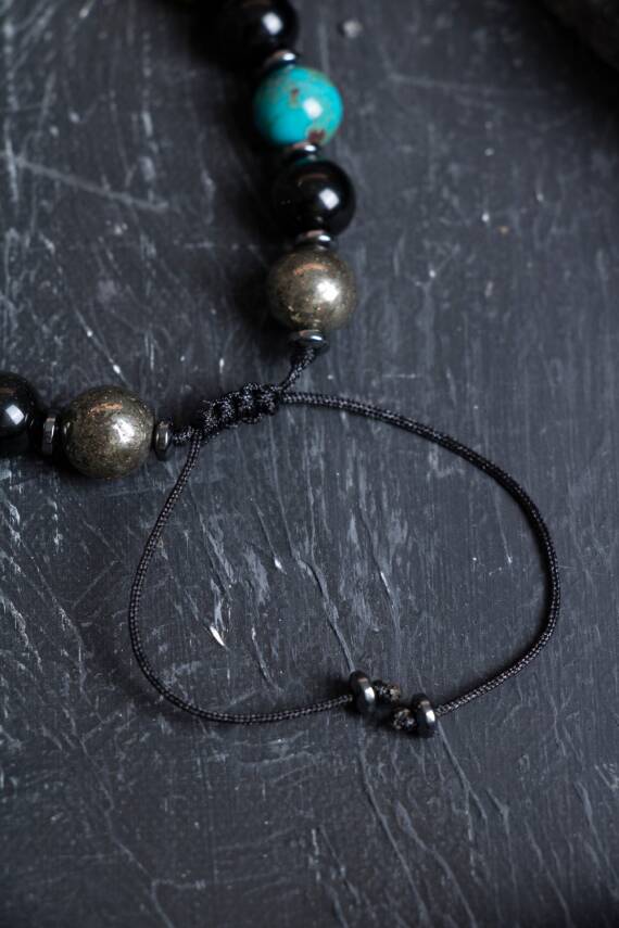 Sertifikalı Zümrüt Kaplan Gözü Pirit Sitrin Turkuaz Doğal Taş Bolluk ve Koruma Bilekliği S.K: 044 - 4