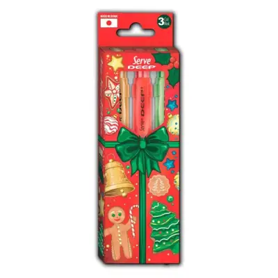 Serve Deep Doğa Desenli Okyanus Figürlü Turuncu Uçlu Kalem + Uç + Silgi 0.7mm 3 Lü Set - 2