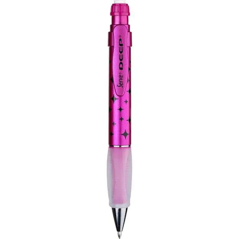Serve Deep Metalik Serisi Pırıltı Figürlü Metalik Pembe 0.7mm Versatil Uçlu Kalem - 1