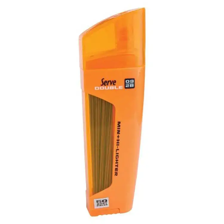 Serve Double Min Sarı Fosforlu Kalem + 0.9mm 2B Uç Tüplü - 1