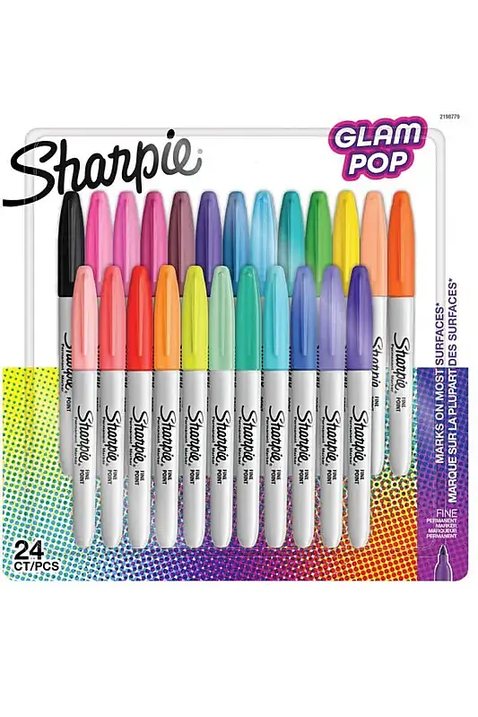 Sharpie Fine Glam Pop Permanent Marker 24 Lü - 1