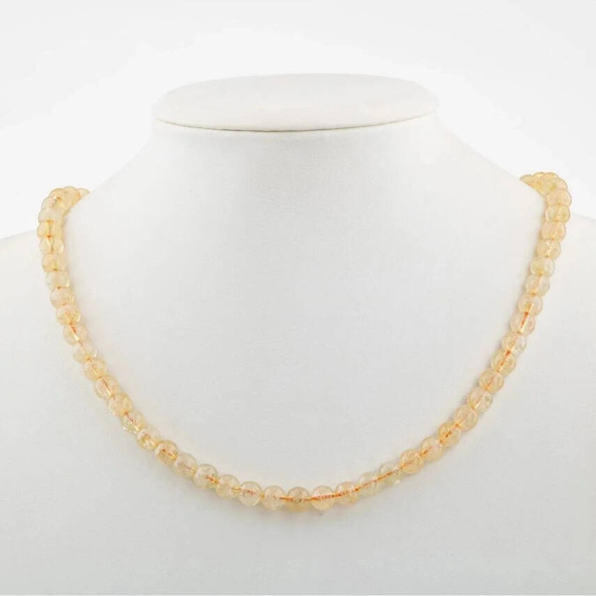 Sitrin 6 mm Dizi Doğal Taş Kolye - 1