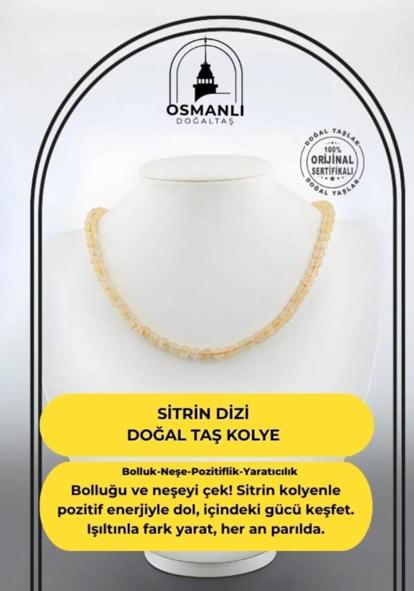Sitrin 6 mm Dizi Doğal Taş Kolye - 2