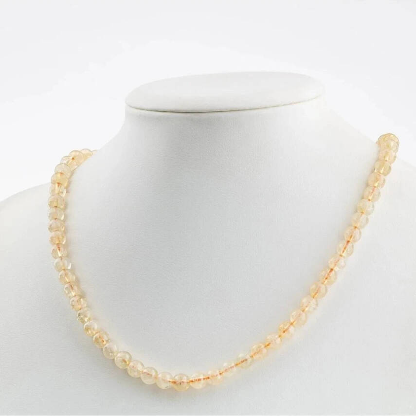 Sitrin 6 mm Dizi Doğal Taş Kolye - 3