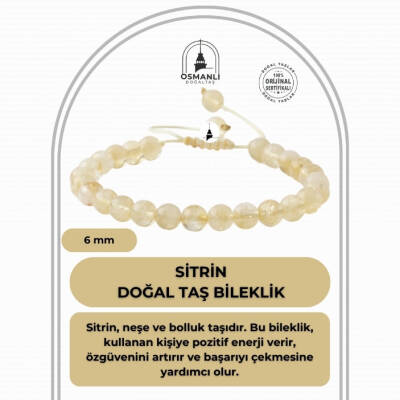 Sitrin 6mm Merdiven Kapama Doğal Taş Bileklik - 2