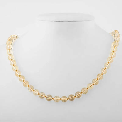 Sitrin 8 mm Düğümlü Doğal Taş Kolye - Osmanlı Doğaltaş