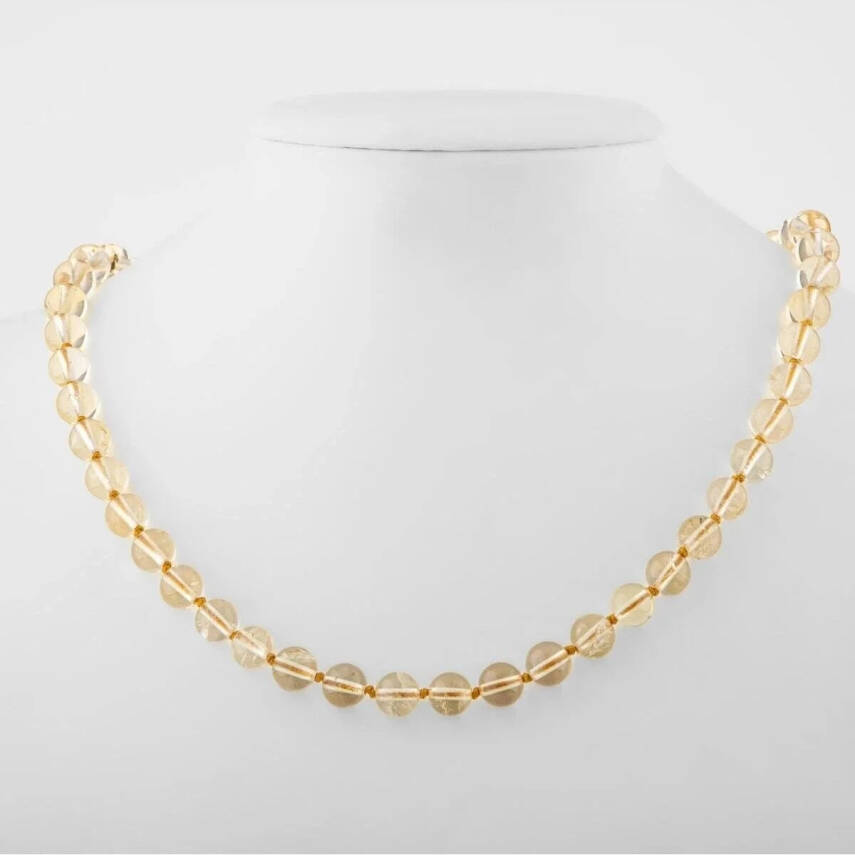 Sitrin 8 mm Düğümlü Doğal Taş Kolye - 1