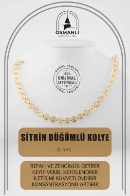Sitrin 8 mm Düğümlü Doğal Taş Kolye - 2