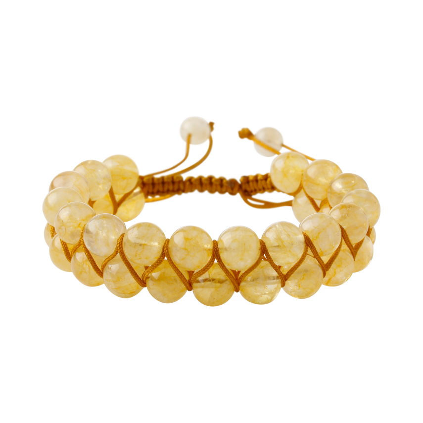 Sitrin 8mm Çift Sıra Makrome Doğal Taş Bileklik - 3