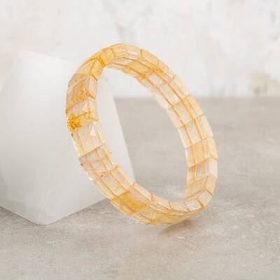 Sitrin Doğal Taş Kare Kesim Geniş Kesim Bileklik - Osmanlı Doğaltaş