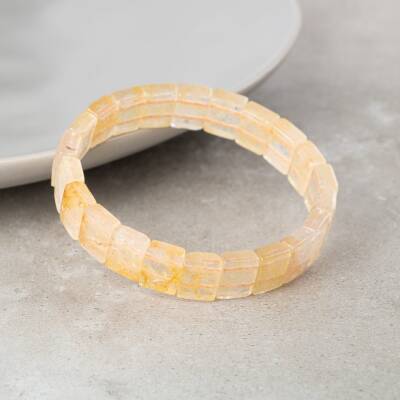 Sitrin Doğal Taş Kare Kesim Geniş Kesim Bileklik - 2