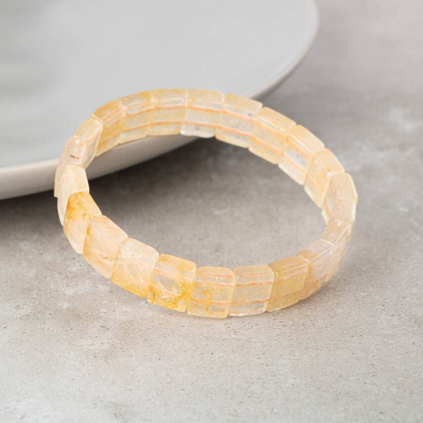 Sitrin Doğal Taş Kare Kesim Geniş Kesim Bileklik - 2