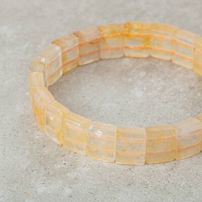 Sitrin Doğal Taş Kare Kesim Geniş Kesim Bileklik - 3