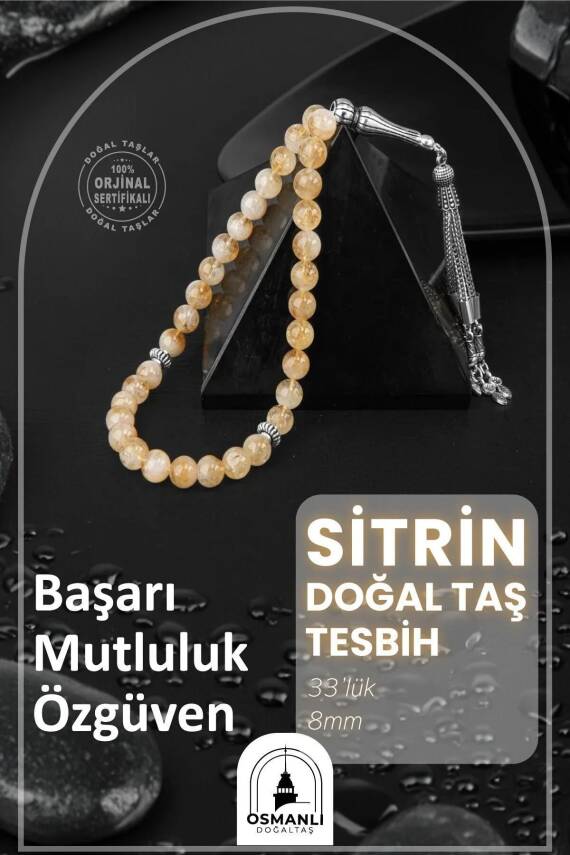 Sitrin Doğal Taş Tesbih 33lük - 8mm - 2