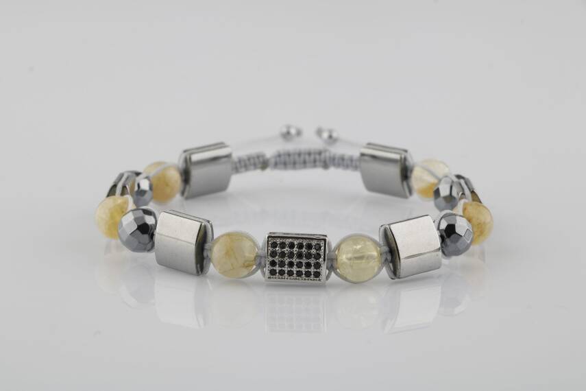Sitrin Hematit Zirkon Doğal Taş Bileklik - 1