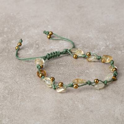 Sitrin Natürel Kesim Doğal Taş Makrome Bileklik - 2