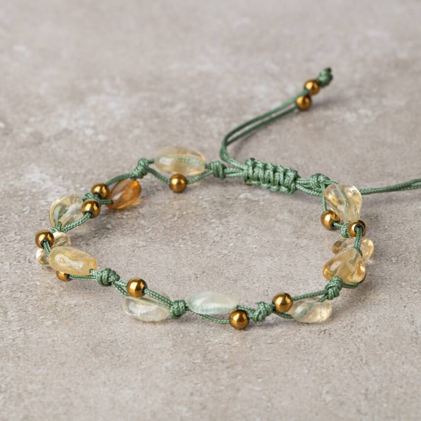 Sitrin Natürel Kesim Doğal Taş Makrome Bileklik - 3