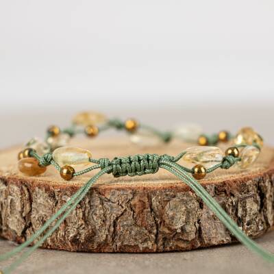 Sitrin Natürel Kesim Doğal Taş Makrome Bileklik - 4