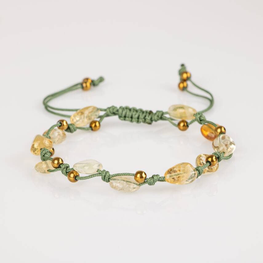 Sitrin Natürel Kesim Doğal Taş Makrome Bileklik - 5