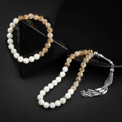 Sitrin-Sedef Doğal Taş Tesbih Bileklik Seti - 2