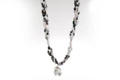 Siyah Asalet, Rutilli Kuvars İnci Doğal Taş Kolye - 4