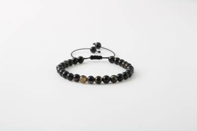 Siyah Göz Akik 6mm Merdiven Kapama Doğal Taş Bileklik - 2