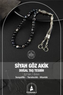 Siyah Göz Akik Doğal Taş Tesbih 33lük - 6mm - 2